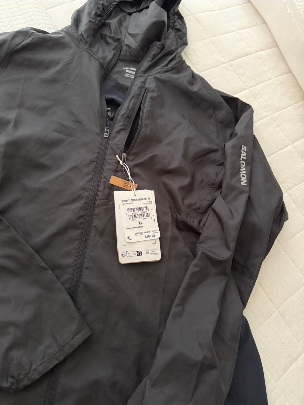 Salomon woman’s  Black Lightweight Waterproof Hooded Jacket